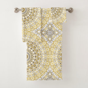 Golden Yellow Mandala Pattern Bath Towel Set