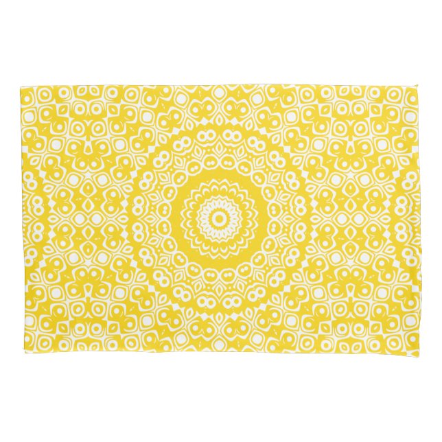 Golden Yellow Mandala Pattern Pillowcase (Front-Left)