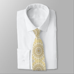 Golden Yellow Mandala Pattern Tie