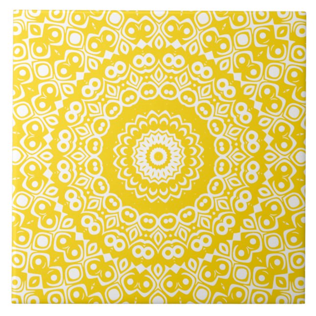 Golden Yellow Mandala Pattern Tile (Front)