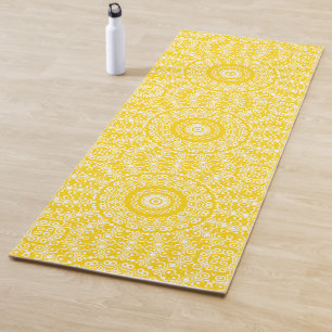 Golden Yellow Mandala Pattern Yoga Mat