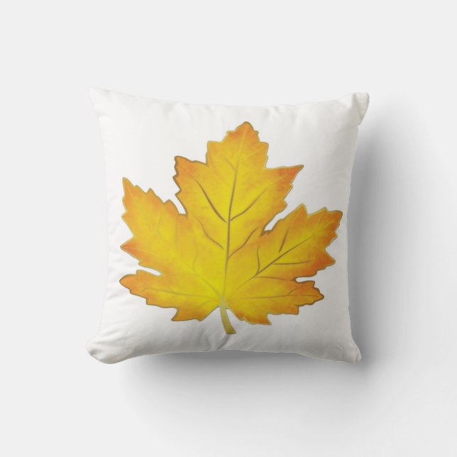 Golden Yellow Maple Leaf Pillow (Front)