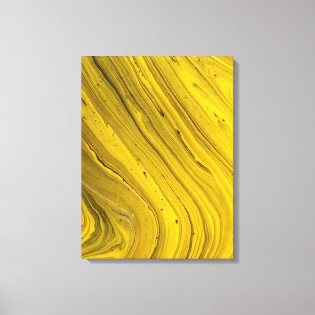 Golden Yellow Marble Abstract Fluid Art Canvas Print (Front)