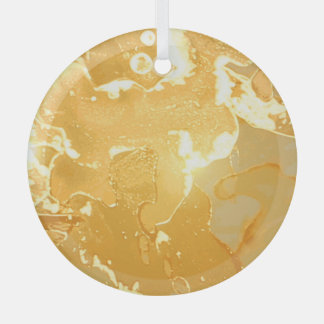 Golden Yellow Marble Ink Pattern Glass Tree Decoration