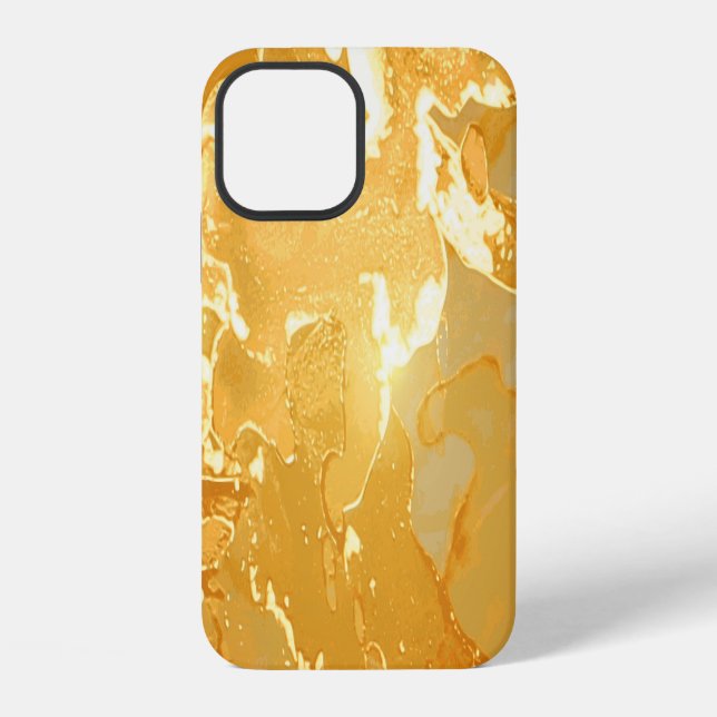 Golden Yellow Marble Ink Pattern iPhone Case (Back)