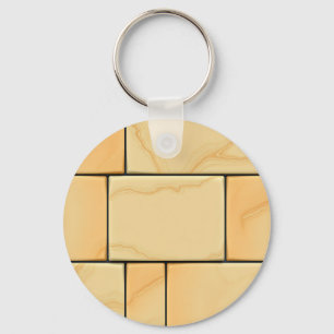 Golden Yellow Marble Tile Pattern Luxury Stone Key Ring