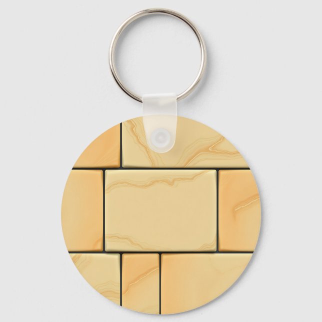 Golden Yellow Marble Tile Pattern Luxury Stone  Key Ring (Front)