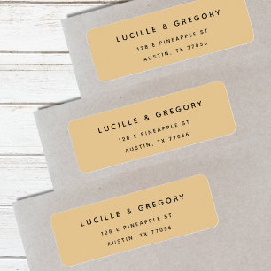 Golden Yellow Minimalist First Names Return Addres