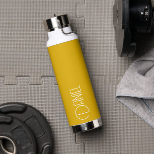 Golden Yellow Modern Typography Personalised Water Bottle