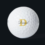Golden Yellow Monogram Initial Custom Name Gift Golf Balls<br><div class="desc">Designed with custom text templates for monogrammed initial & custom name,  this makes a wonderful gift for father's day,  birthday,  wedding party favours etc!</div>