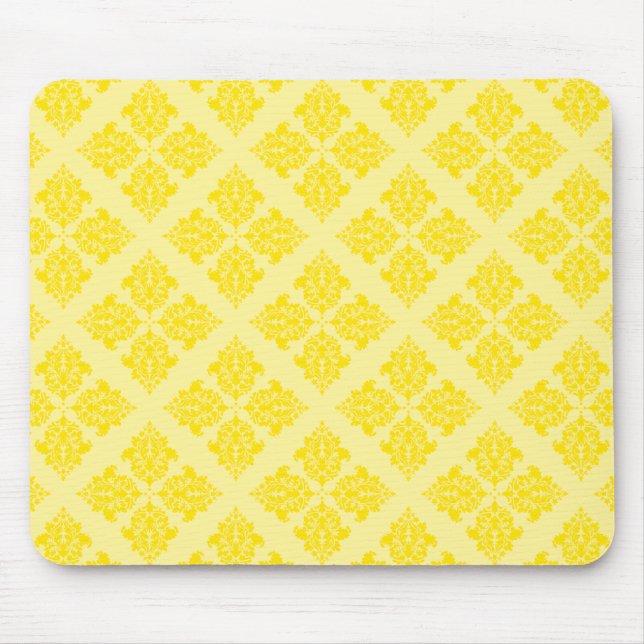 Golden Yellow Moroccan Damask Mouse Pad (Front)