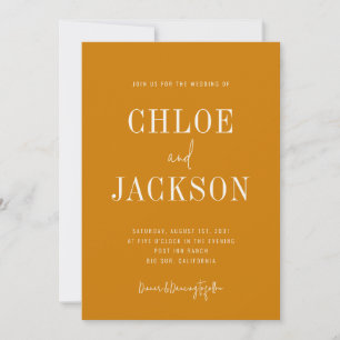 Golden Yellow Mustard Custom QR Code Wedding Invitation