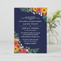 Golden Yellow Navy Boho Floral Parents Hosting