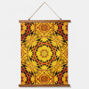 Golden Yellow Orange Abstract Flower Petals Art Hanging Tapestry