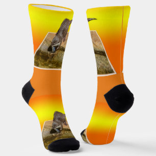 Golden Yellow Otter Popout Art, Crew Socks