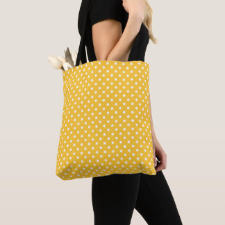 Golden Yellow Polka Dot Tote Bag | Retro Carryall