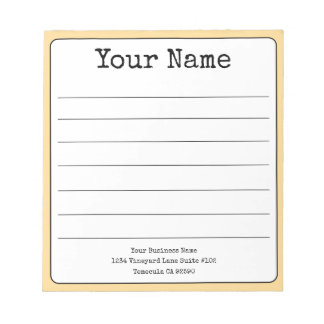 Golden Yellow Retro Add Your Name Lined Notepad