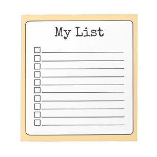 Golden Yellow Retro Custom Checklist Lined Notepad
