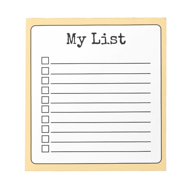Golden Yellow Retro Custom Checklist Lined Notepad (Front)