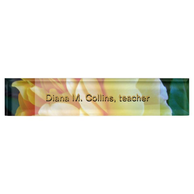 Golden Yellow Roses Personalised Nameplate (Front)
