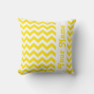 Golden Yellow Safari Chevron with custom text Cushion