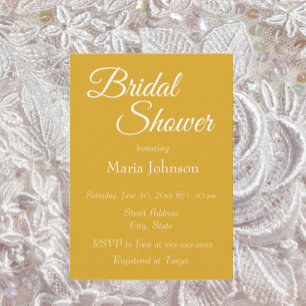 Golden Yellow Simple Style Bridal Shower Invitation