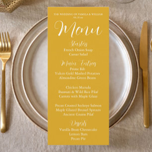 Golden Yellow Simple Style Wedding Dinner Menu