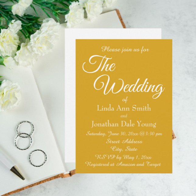 Golden Yellow Simple Style Wedding Invitation (In Situ Wedding)