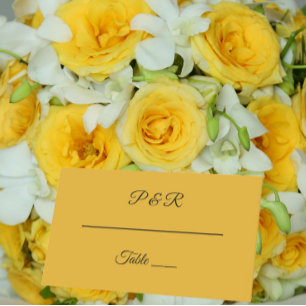 Golden Yellow Simple Stylised Script Wedding Place Card