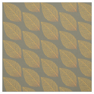 Golden Yellow Skeleton Leaf Pattern Over Green Fabric