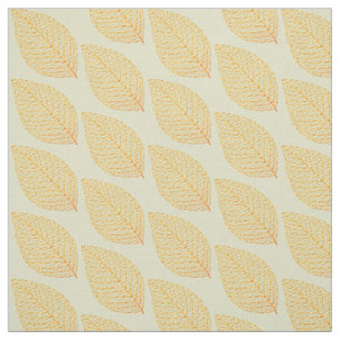 Golden Yellow Skeleton Leaf Pattern Pastel Green Fabric