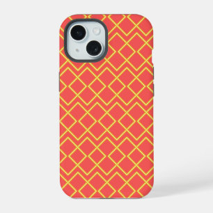 Golden Yellow Square Lines iPhone 15 Case
