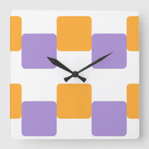 Golden Yellow Squares Square Wall Clock