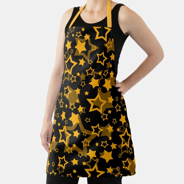 Golden Yellow Stars Glitter Design  Apron (Creator Uploaded)