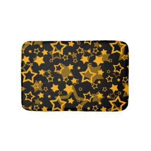 Golden Yellow Stars Glitter Design Bath Mat