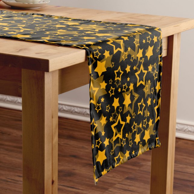 Golden Yellow Stars Glitter Design  Short Table Runner (Creator Uploaded)