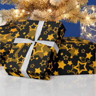Golden Yellow Stars Glitter Design Wrapping Paper