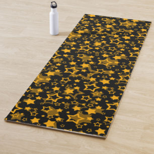 Golden Yellow Stars Glitter Design Yoga Mat