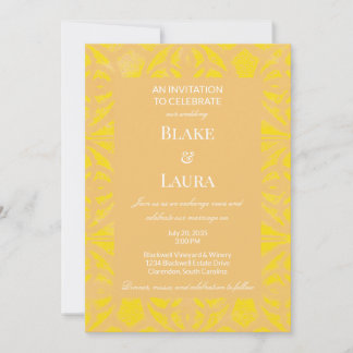 Golden Yellow Summer Bright Batik Custom Invitation