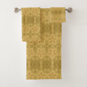Golden yellow sun bright pattern bath towel set
