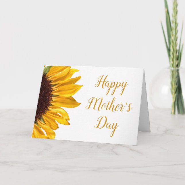 Golden Yellow Sunflower Mothers Day Card (Front)