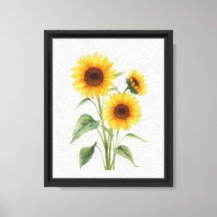 Golden Yellow Sunflower Watercolor Floral Print