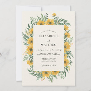Golden Yellow Sunny Summer Wedding Invitation