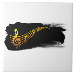 Golden-Yellow Treble Clef Music Design Tile