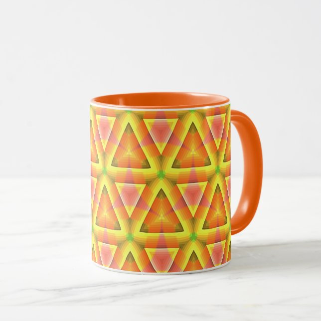 Golden Yellow Triangle Pattern Mug (Front Right)