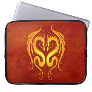 Golden Yellow Tribal Dragons Laptop Sleeve