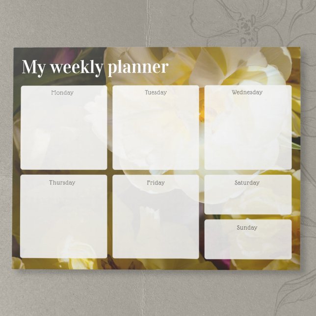 Golden Yellow Tulip Weekly Planner Notepad (Creator Uploaded)