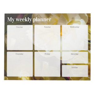 Golden Yellow Tulip Weekly Planner Notepad