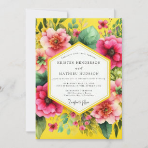 Golden Yellow Vibrant Bloom Wedding Invitation