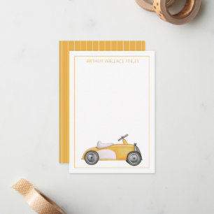 Golden Yellow Vintage Toy Car Personalised Card